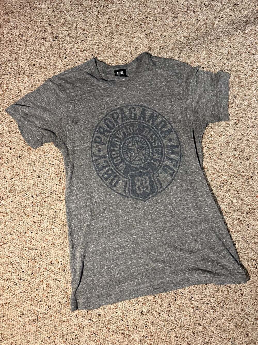 Obey Propaganda Worldwide Dissent Graphic T-Shirt Grey Heather